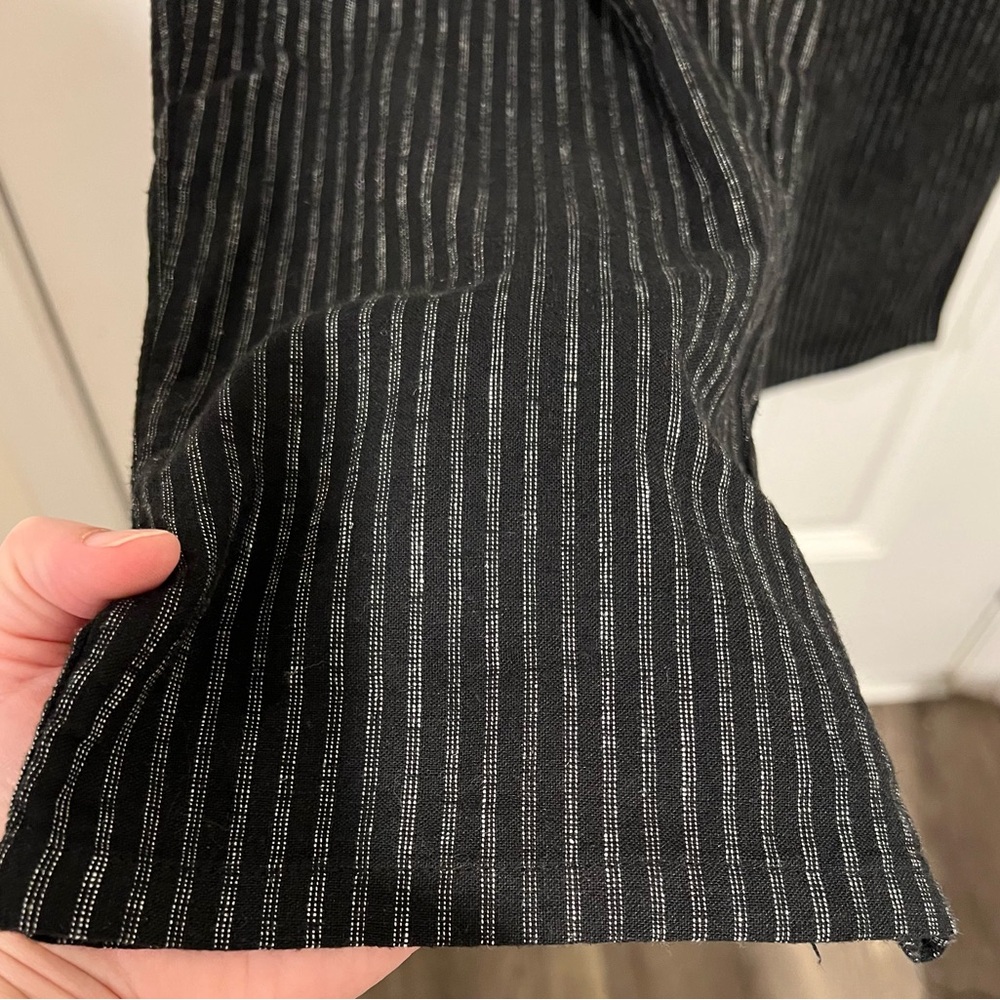 Sundance Amelia Linen Blend Pinstripe Black Trouser Paper Bag Pants Sz 14 Petite - Picture 10 of 16